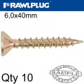 R-TS CHIPBOARD HD SCREW 6.0X40MM X10 PER BAG